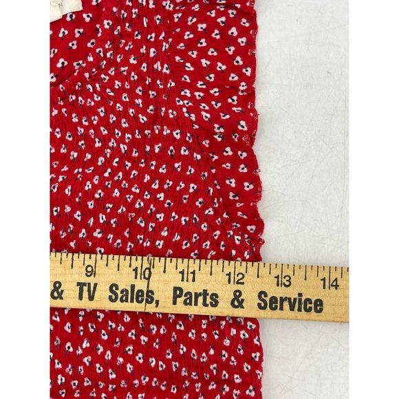 Sim & Sam Women's Red Sleeveless Ruffle Top Blouse Ruffles Peasant Shirt Small - Picture 5 of 7